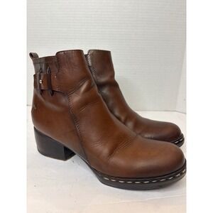 Costume National Women 38/7.5 Brown Leather Buckle Zip Ankle Boots-see pics